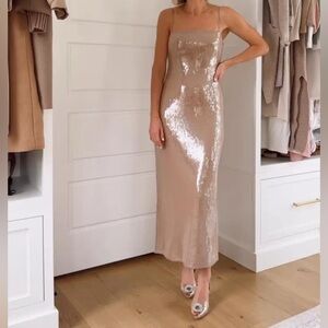 NEW NWT Abercrombie & Fitch Sequin Straight Neck Midi Dress Size XS